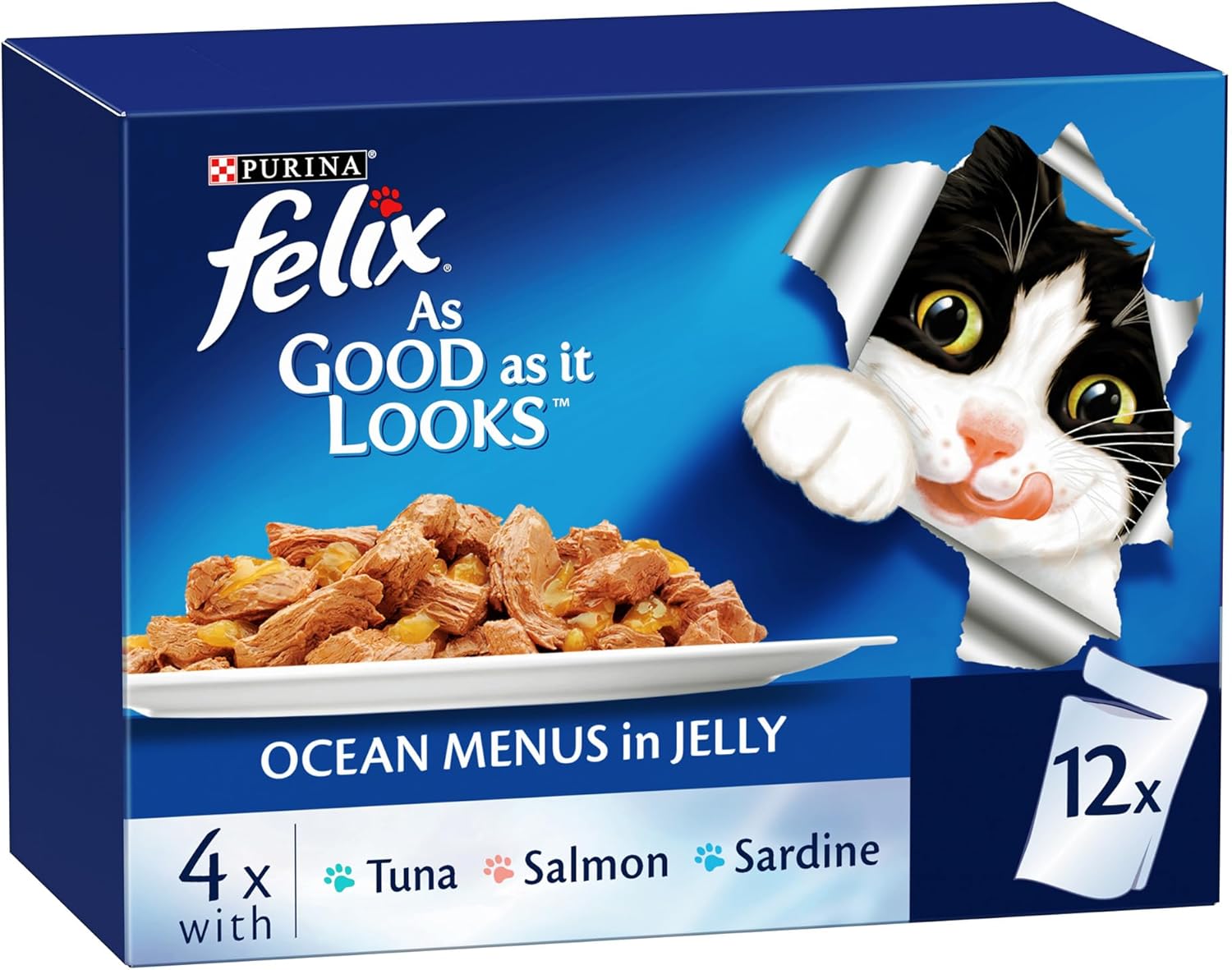 Purina Felix As Good As It Looks Cat Wet Food Ocean Menu in Jelly 85g Pack of 12