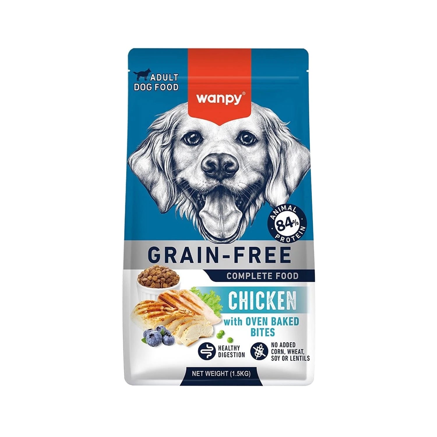 Wanpy Grain Free Complete Food for Adult Dog - Chicken Recipe - 1.5Kg