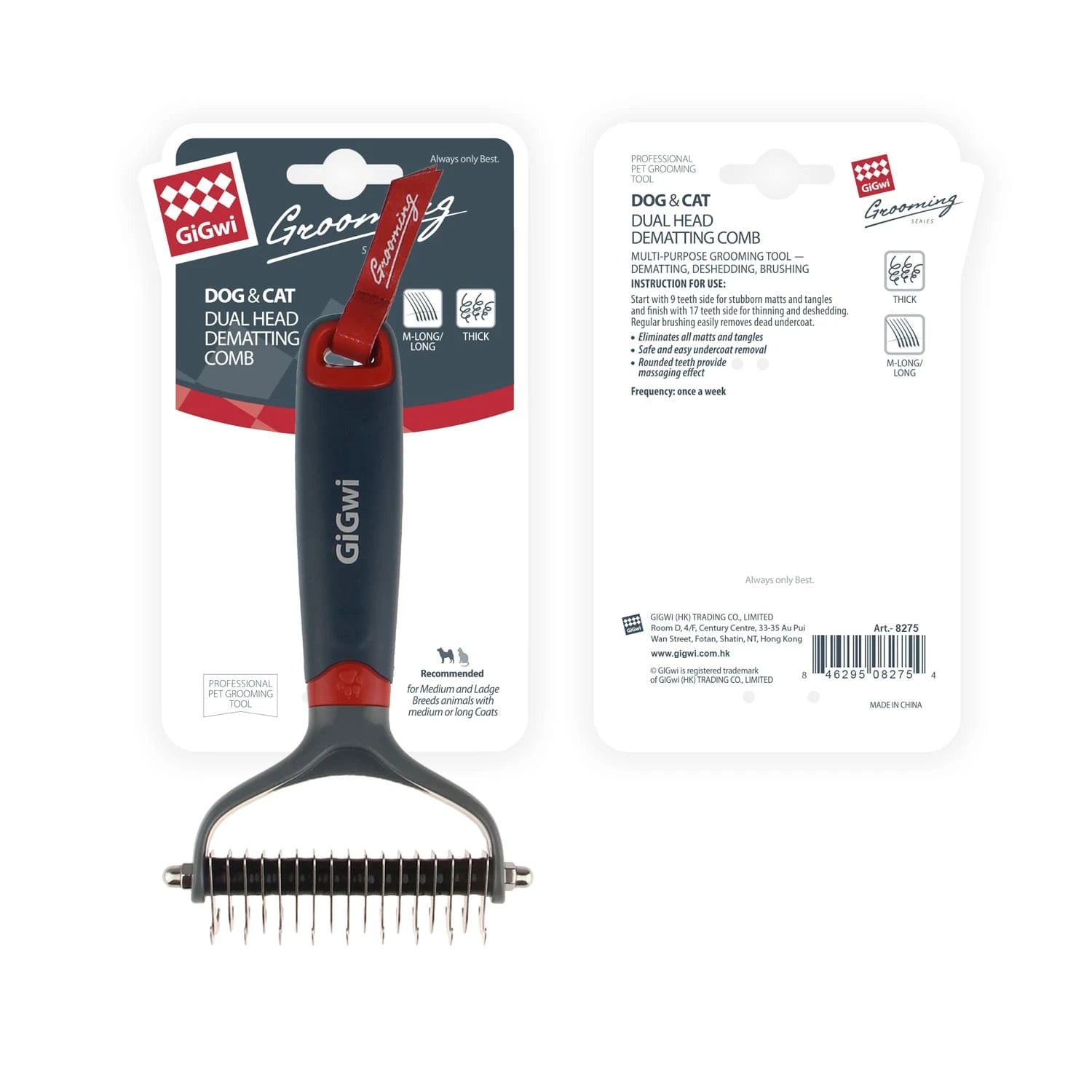 Dual Head Dematting Comb 17 Teeth for Dogs & Cats
