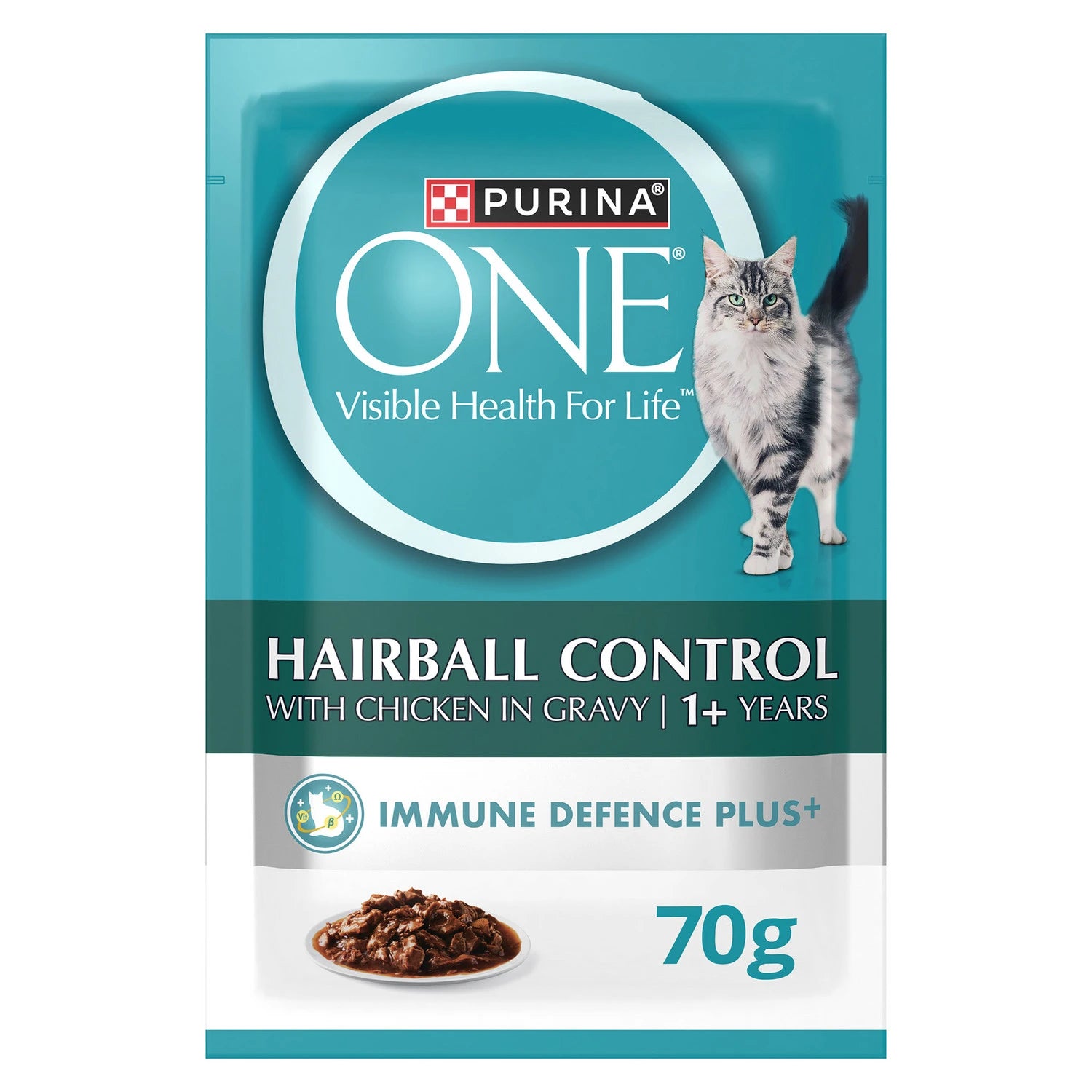 Purina One Hairball Control Wet Food with Chicken in Gravy for Adult Cats (1+ Years)