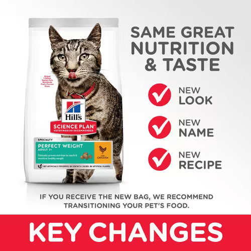 Hill's Science Plan Perfect Weight Adult Cat Food with Chicken 2.5kg Dry