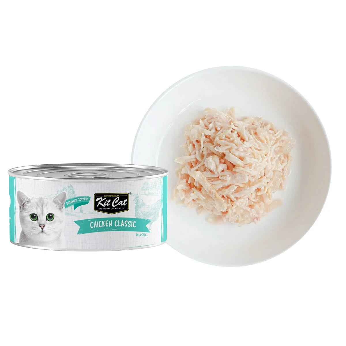 Kit Cat Classic Chicken Wet Cat Canned Food Grain Free Toppers 80 grams, (Pack of 24 pcs)